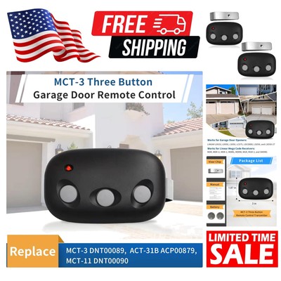 Upgraded MCT-3 Linear Garage Door Remote 2-Pack - Easy Program & Strong Signal