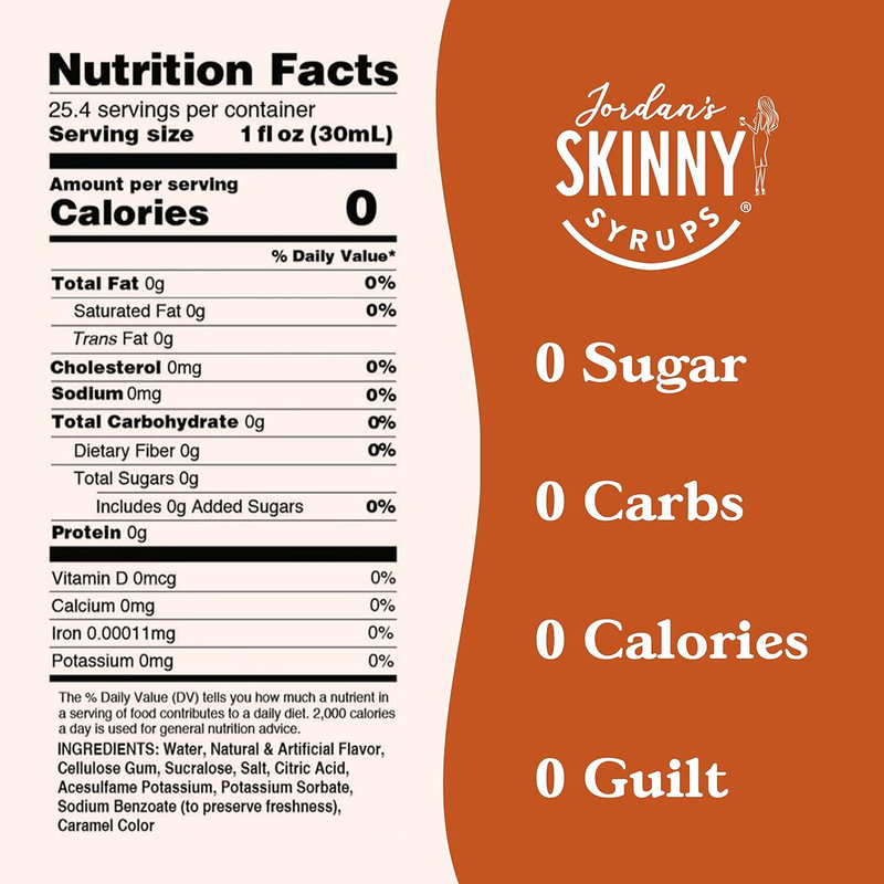 Jordan's Sugar Free Caramel Mocha Coffee Syrup, 25.4 oz - Keto Friendly, For Dri