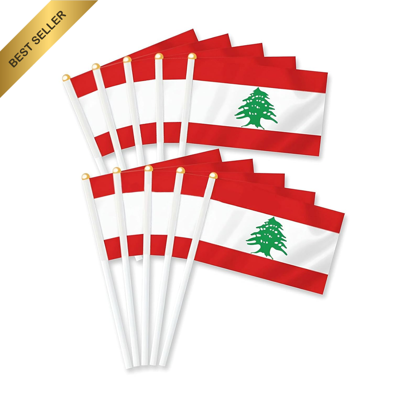 ​10 PCS Lebanese Flag Handheld Mini Flags - Lebanon National Country Flags for P
