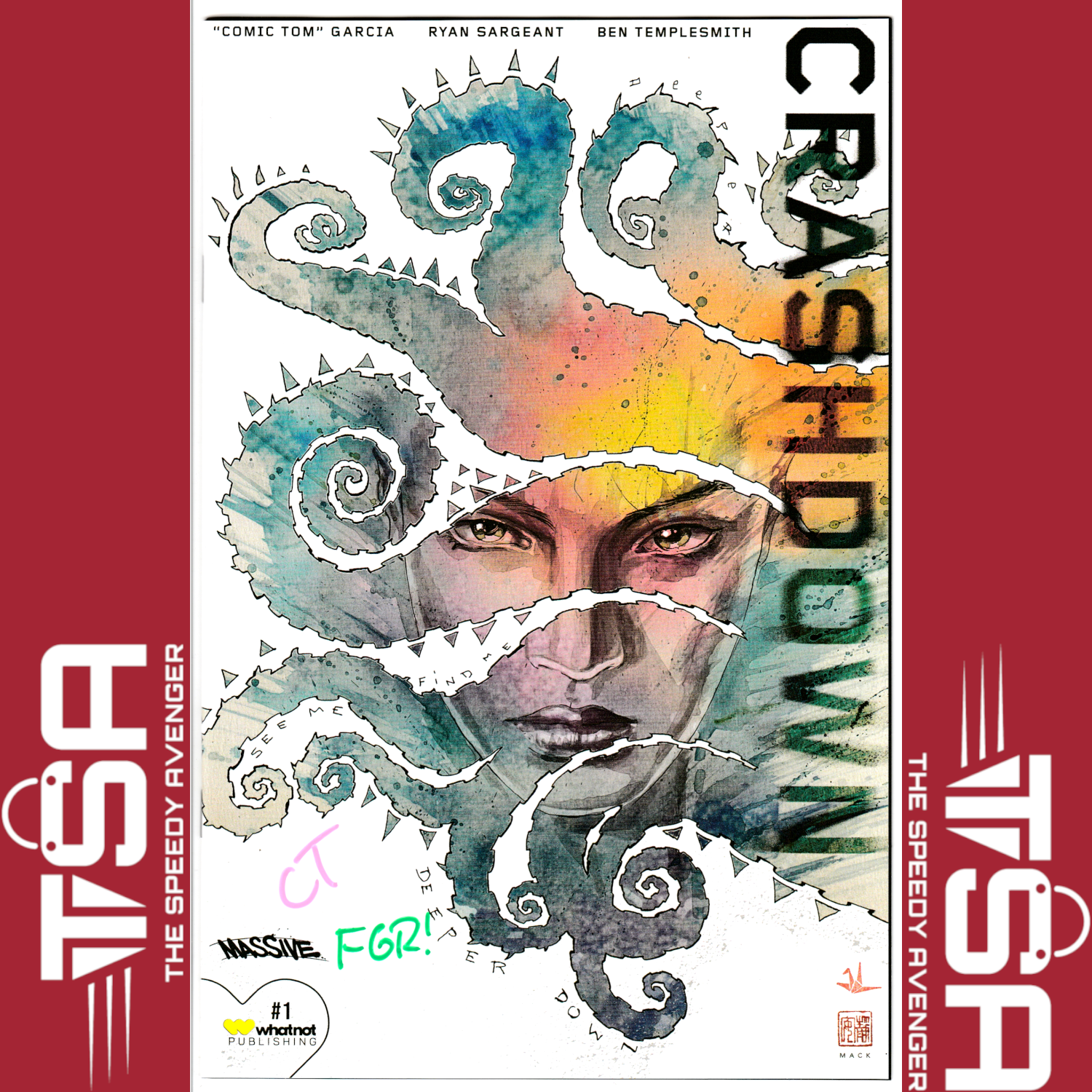 2X SIGNED! CRASHDOWN #1 David Mack Variant WhatNot ComicTom101 Ryan Sargeant COA