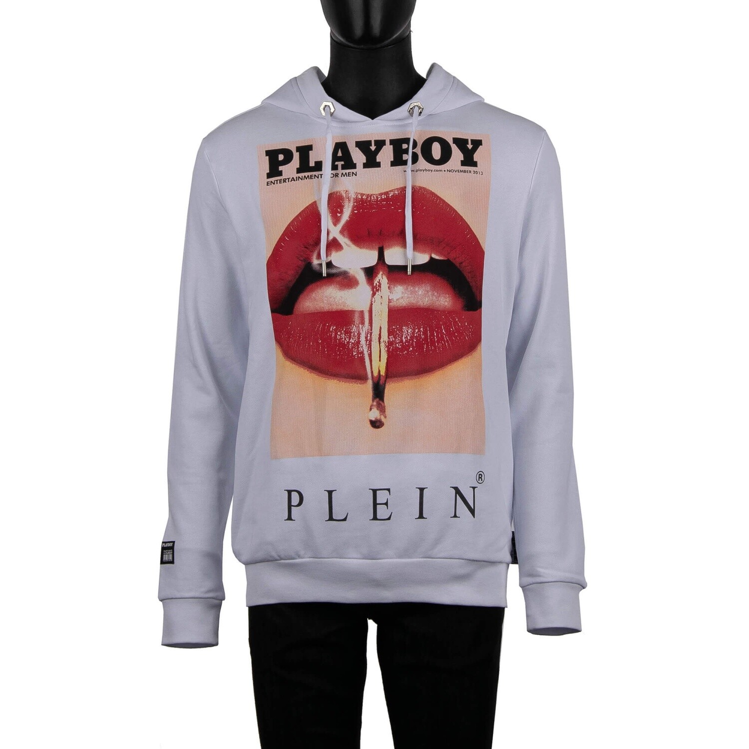 Pre-owned Philipp Plein X Playboy Lips Cover Logo Print Hoodie Sweater Hoody White 08387