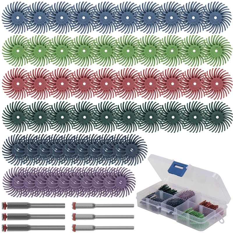 66Pcs 1 Inch Radial Bristle Disc Kit with 1/8" Shank for Rotary Tools,Detail Abr