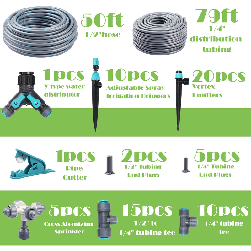 Garden Drip Irrigation System: Raised Garden Bed Drip Irrigation Kit with Quick