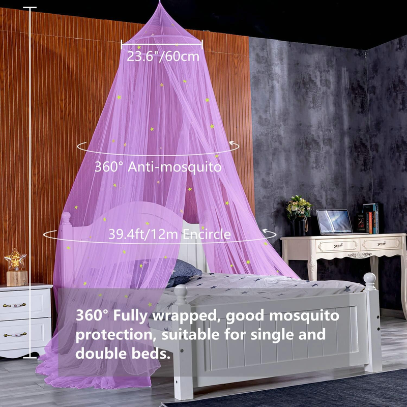 Bed Canopy for Girls, Glowing Stars Bed Curtain Draperies Romantic Mosquito Net