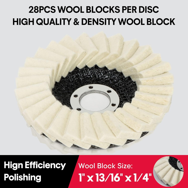 6-Pack Felt Flap Disc Abrasives 4-1/2" x 7/8" Arbor, Wool Polishing Buffing Whee