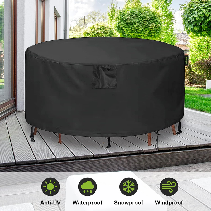 round Patio Table Cover, 420D Patio Furniture Covers Waterproof, Outdoor Table a