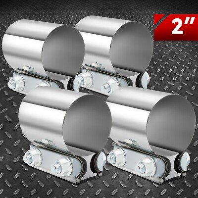 4шт 2 Стыковых соединительных бандажа из нержавеющей стали T304 Для глушителя выхлопной трубы с зажимными втулками