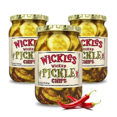 Wickles Pickles Wicked Pickle Chips (3 Pack) - Sweet & Spicy Garlic Pickle Slice