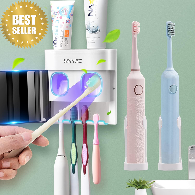 Toothbrush Holder Wall Mounted Automatic Toothpaste Dispenser Dustproof Cover To