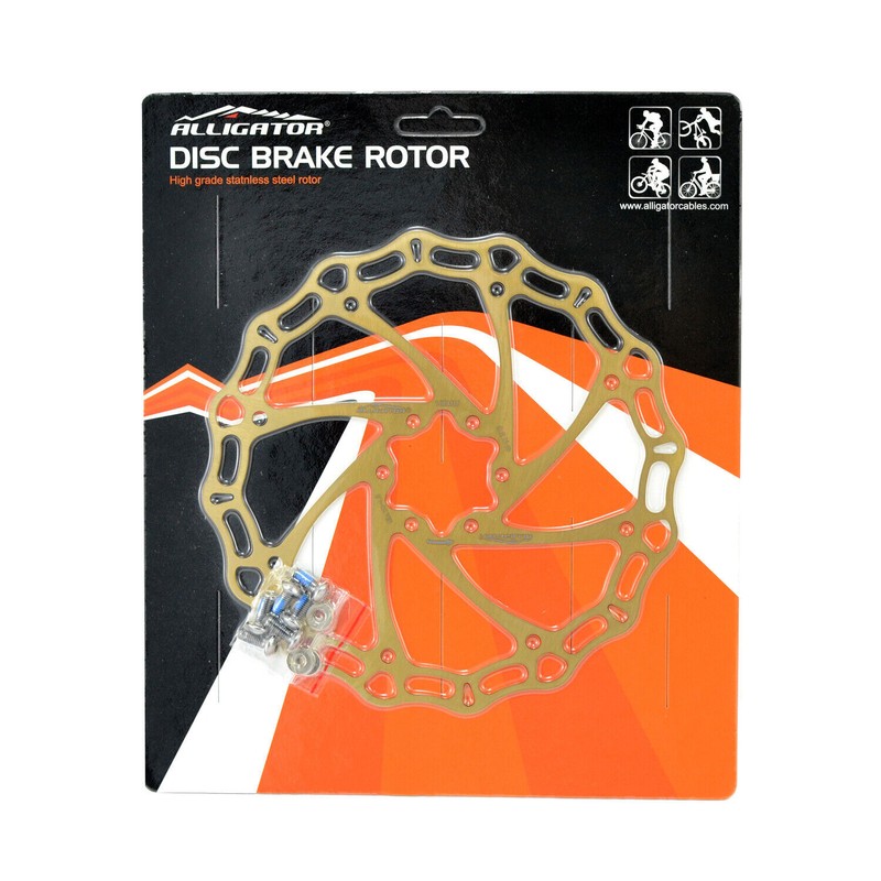 ブレーキパーツ Alligator Brake Crown MTB Road Bike Disc Brake Rotor 180mm, 2PCS, Ti Gold, AR2397 Sale~ ALLIGATOR CROWN MTB Road Bike Disc Brake Rotor 180mm , Ti
