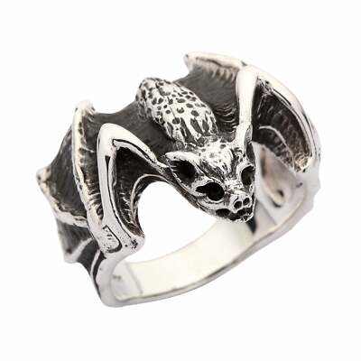 925 Sterling Silver Bat Ring Gothic Vampire Designer Bird