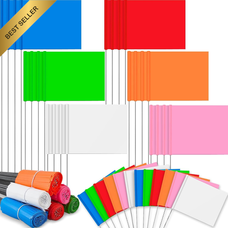 60 Pcs Marking Flags 15 X 4 X 5 Inch Marker Flags for Lawn Yard Survey for Lawn