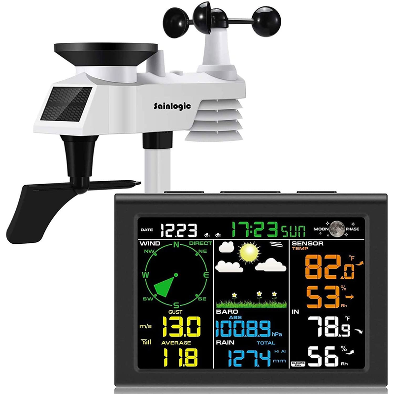 With Outdoor Sensor, 8-in-1 Weather Station With Weathe
