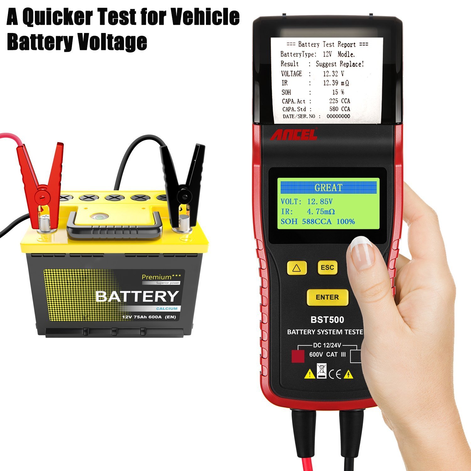 12V 24V Battery Load Tester 2000CCA Charging Starting diagnostic with