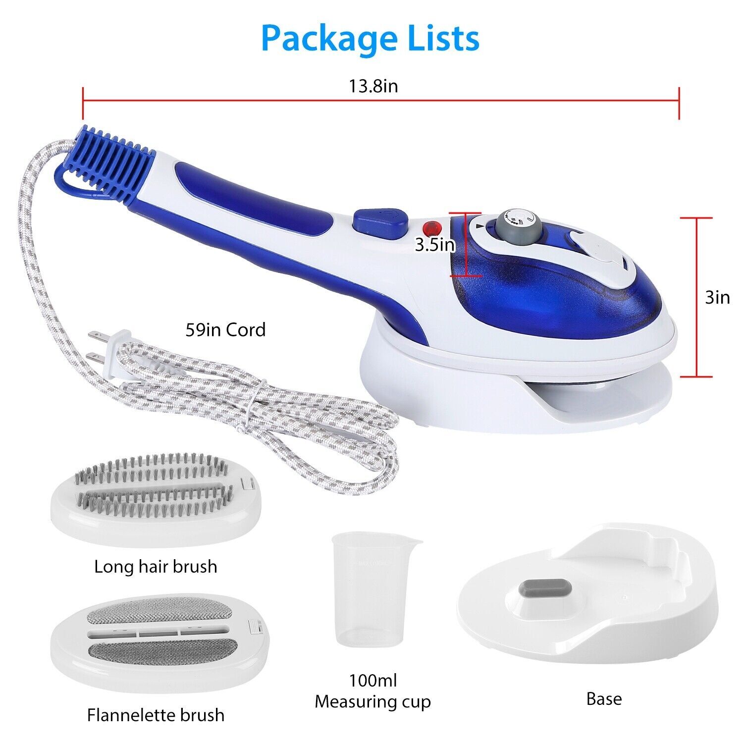 800W Portable Steamer Iron Brush Travel Handheld Steam Clothes Garment Cleaning