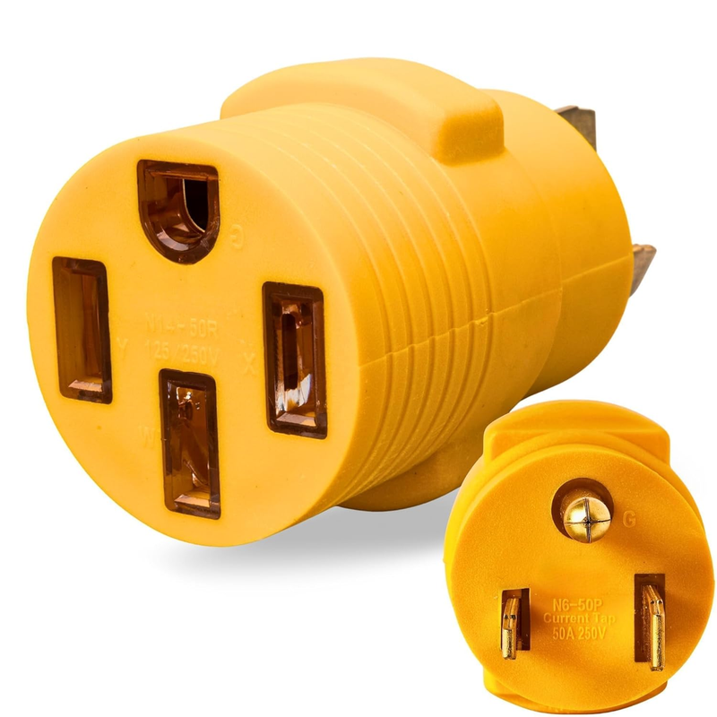 NEMA 6-50P to 14-50R EV Charger Adapter, 240V 50 Amp 3 Prong Welder Plug to 4 Pr