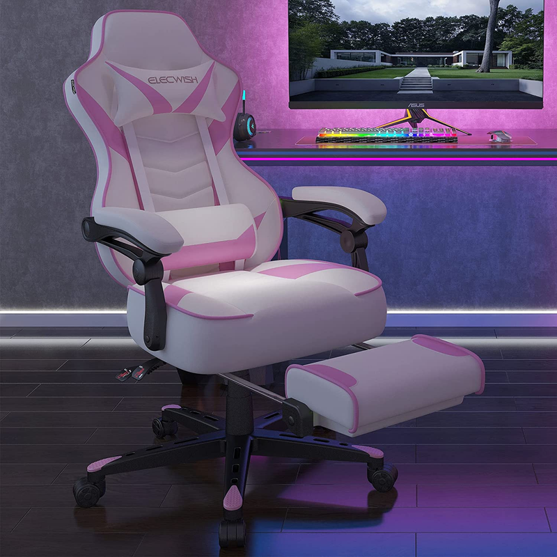 Computer Gaming Chair, Ergonomic Gaming Chairs for Adults PU Leather High Back R