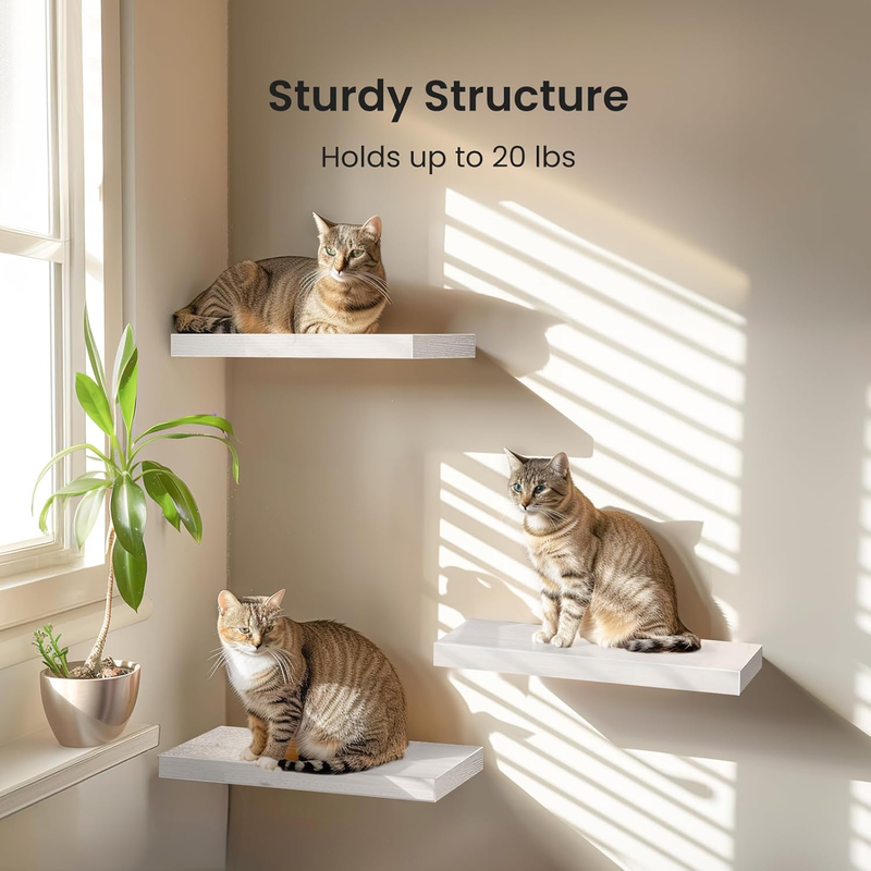 White Floating Shelves Invisible Wall Mounted 3 Sets, Modern Faux Wood Storage S