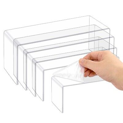 Thyores 5 Pcs Large Acrylic Risers, Clear Display Showcase Collectibles Displ...