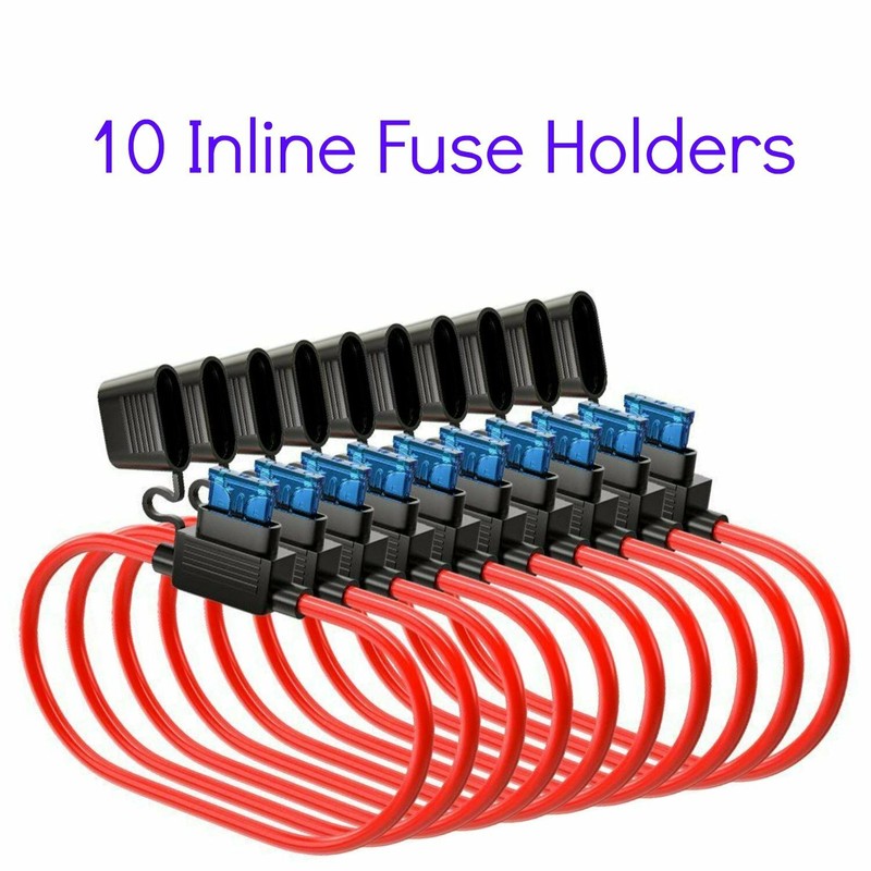 120 Assorted Fuses with 10 Inline Fuse 14 AWG Water-resistant Cap W Puller Tool