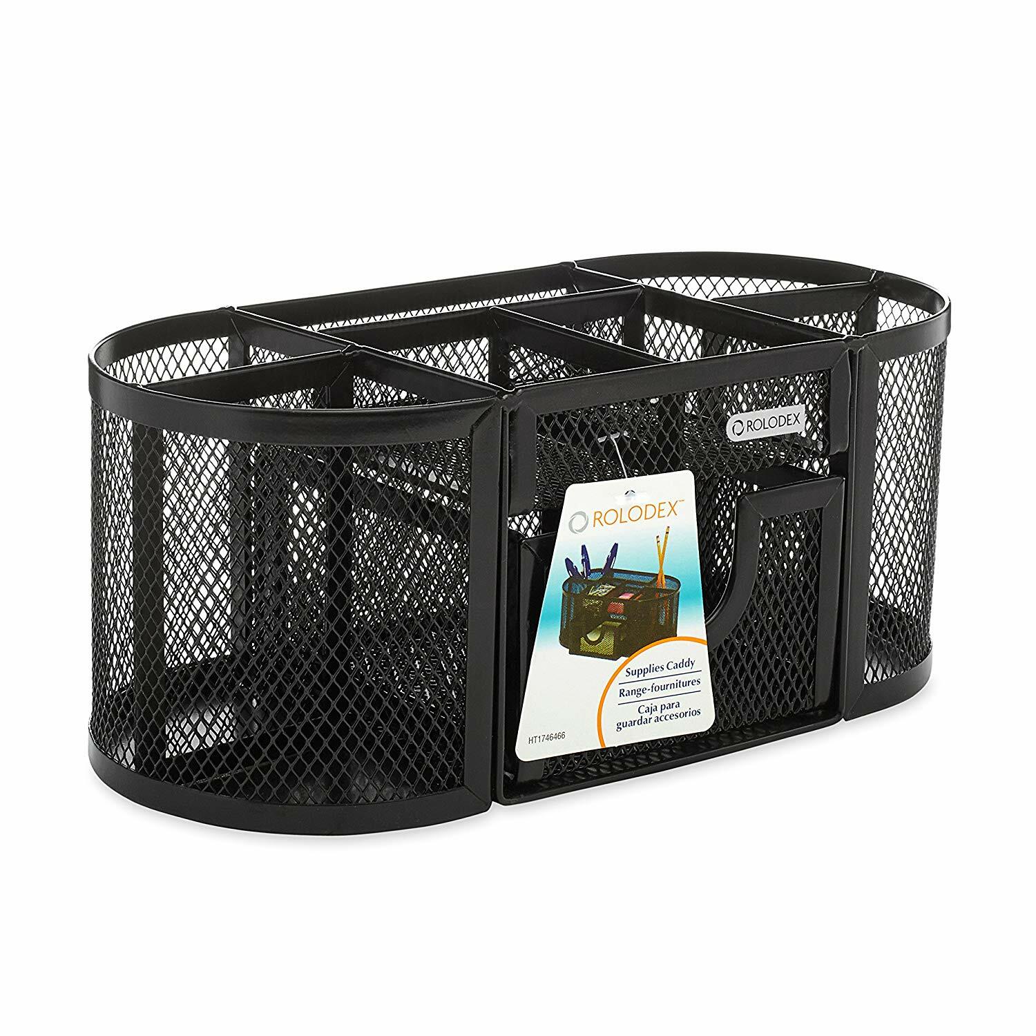 Rolodex Mesh Pencil Cup Organizer Four Compartments Steel 1746466 Black NEW