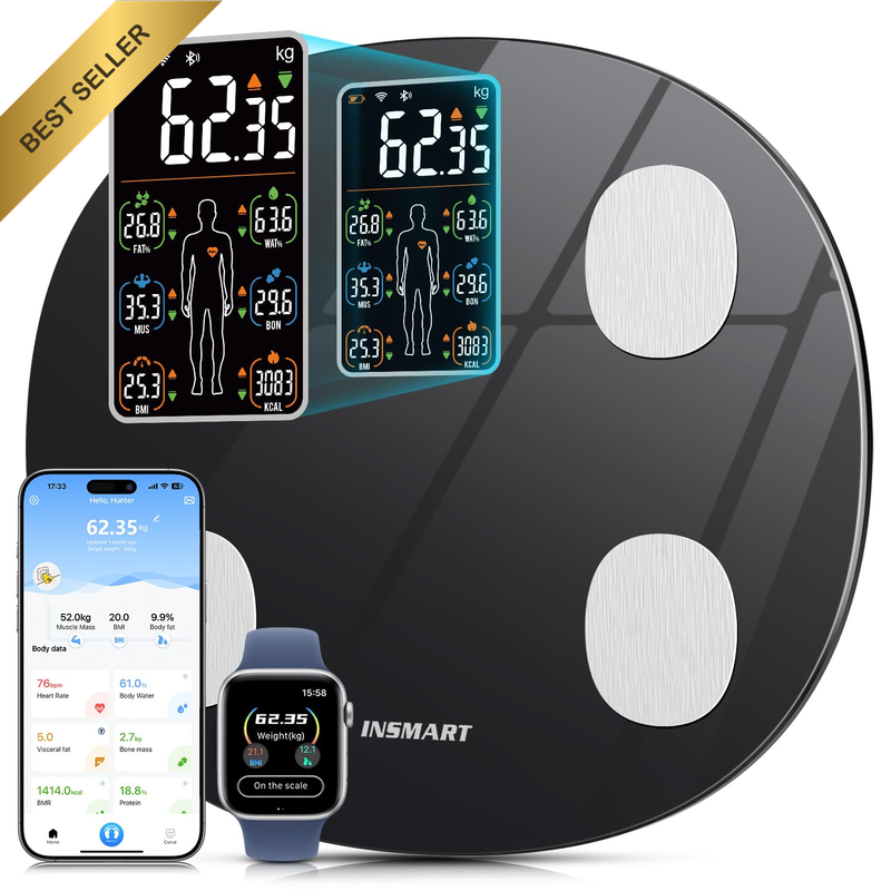 Smart Bathroom Scales, Large LCD Display Weight Scale with BMI Analyze, Bluetoot