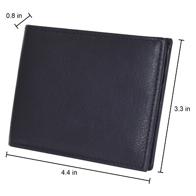 Leatherboss Genuine Leather Slim credit card holder with outside ID space, Black