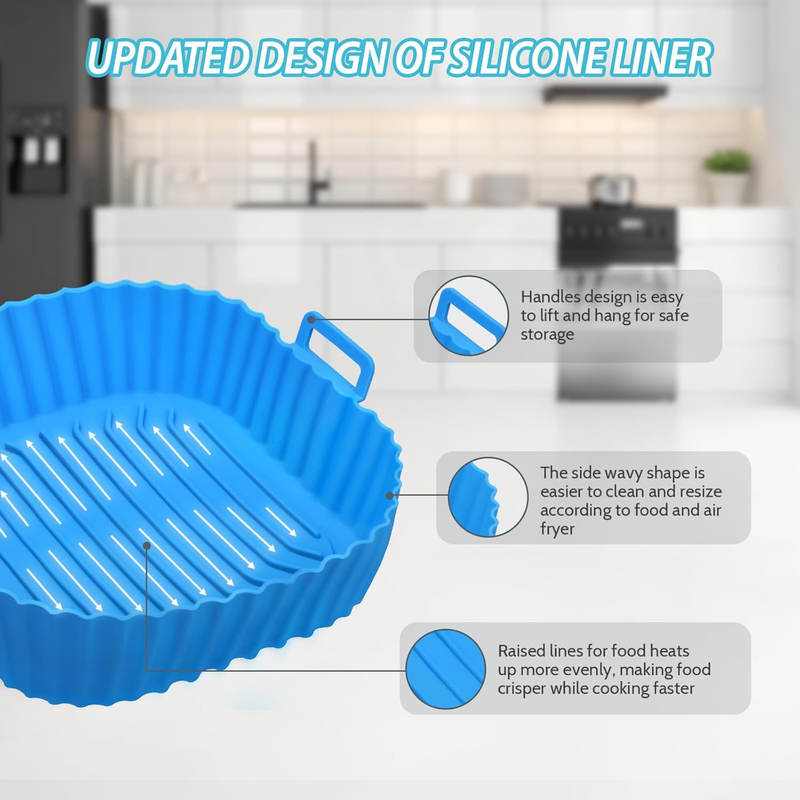 Silicone Air Fryer Liners Reusable 3 PCS, Airfryer Liners, Silicone Air Fryer Ba