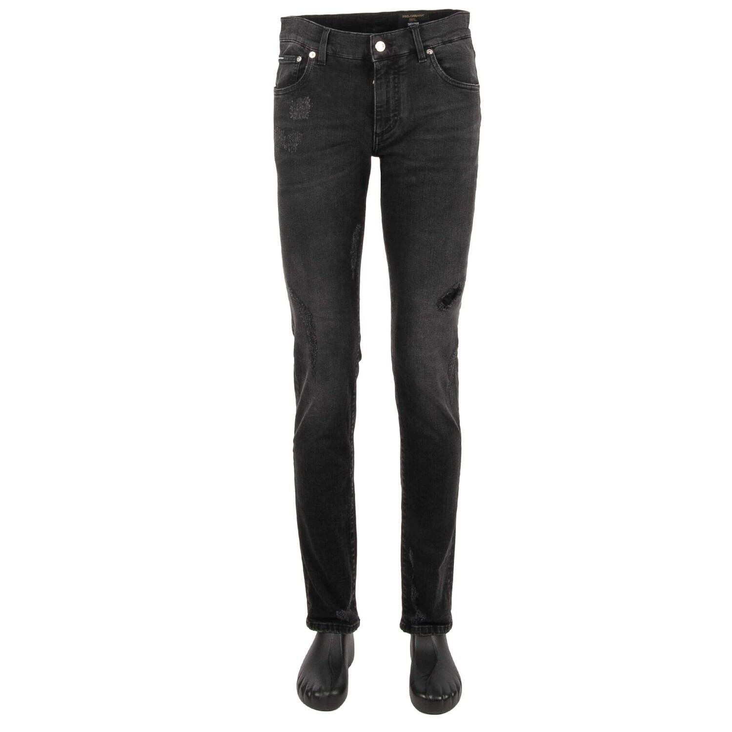 

DOLCE - GABBANA Джинсы из рваного денима SKINNY с логотипом, черные 48 32  11280, Черный