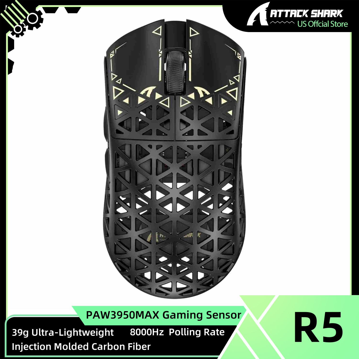 ATTACK SHARK R5 Ultra Carbon Fiber Wireless 8K PAW3950MAX