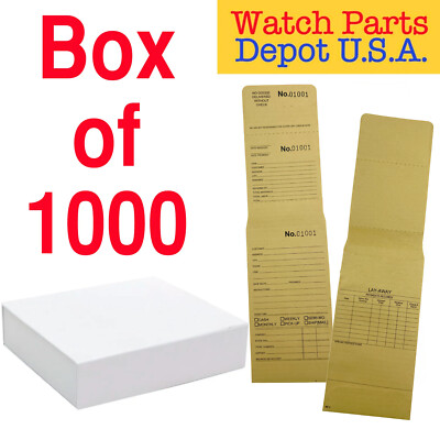 1000 Jewelry & Watch Repair Three Part Tier Craft Job Envelopes Numbered - NEW!
