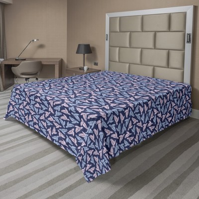 Ambesonne Nautical Pattern Flat Sheet Top Sheet Decorative Bedding 6 Sizes