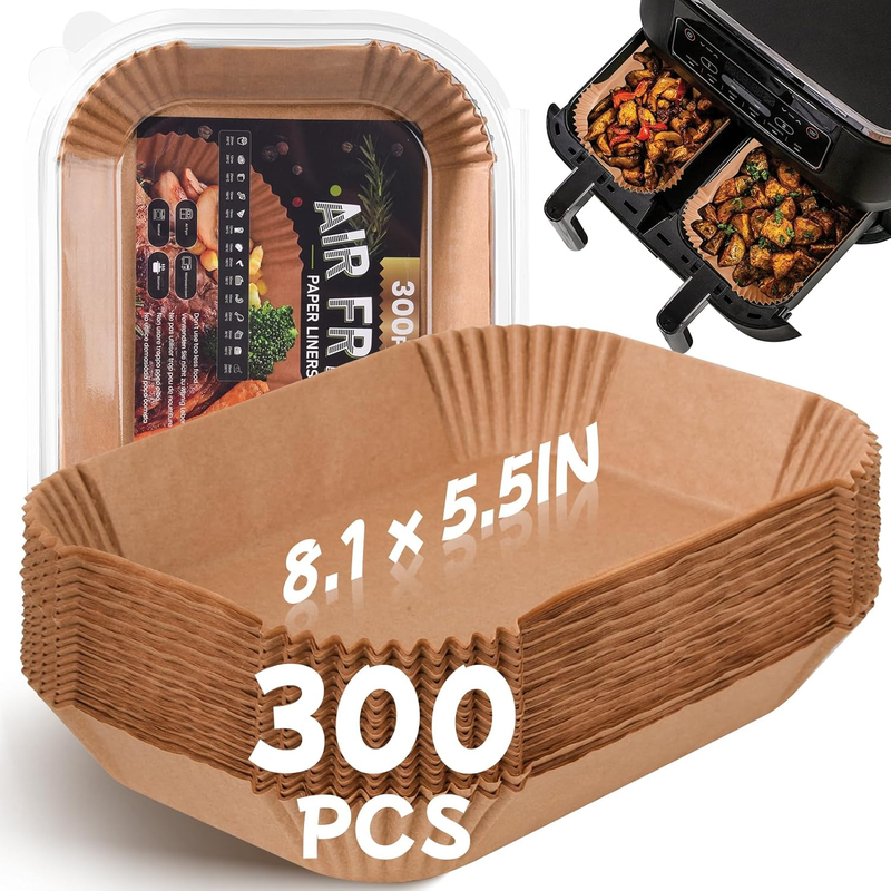 300PCS Air Fryer Liners for Ninja Dual, Non-Stick Oil Resistant Waterproof Food