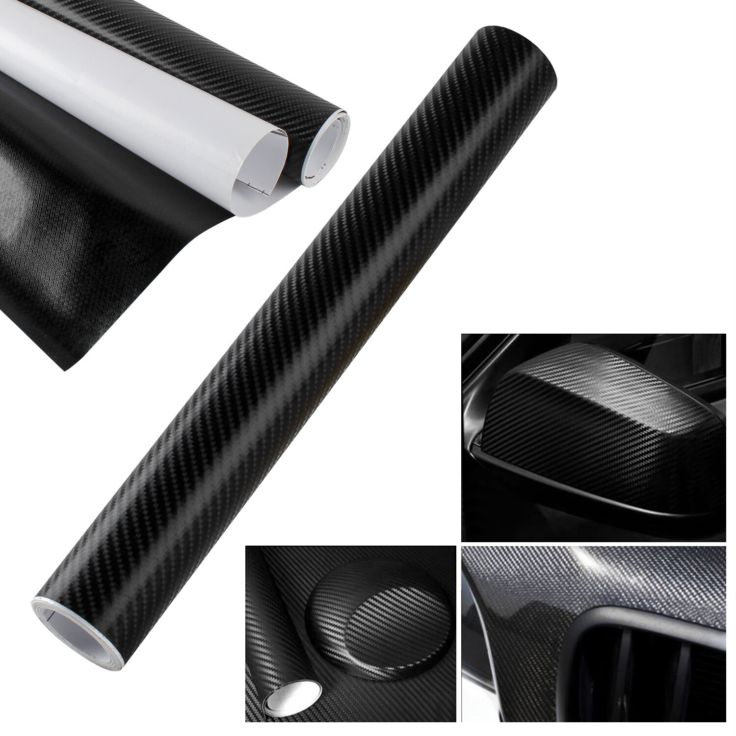 4D Selbstklebend Carbon Folie Auto KFZ Klebe Folie Glanz ...