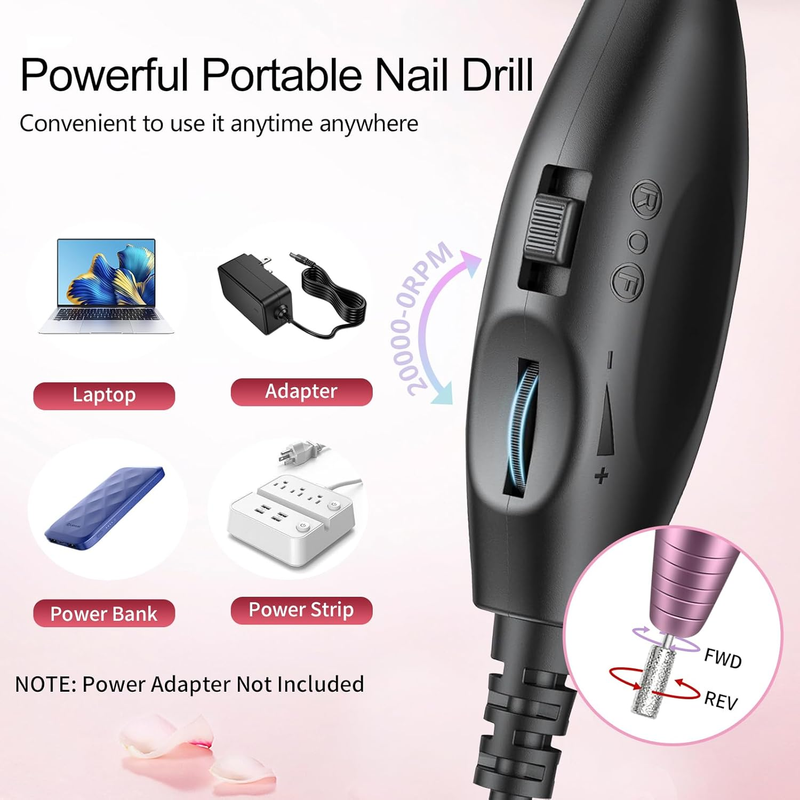 Electric Nail Drill, Professional Acrylic Nail Drills Machine for Gel, Acrylic N
