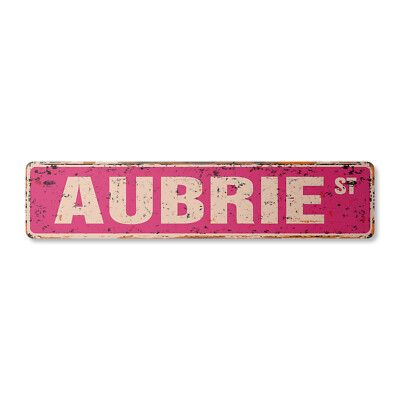 AUBRIE Vintage Street Sign Childrens Name Room Metal Sign