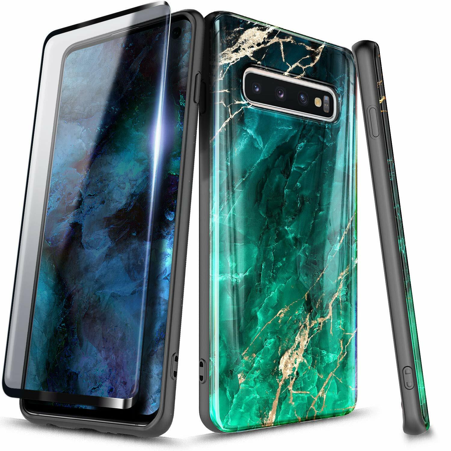 For Samsung Galaxy S10e S10 Plus Case with Screen Protector Slim Marble