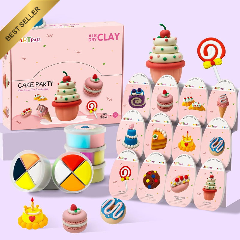 Air Dry Clay Kit,12 Desserts Modeling Magic Clay for Kids Sculpting Set, Ultra-L