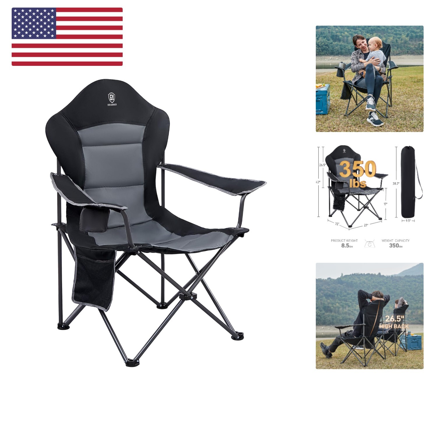 Folding Camping Chair for Outside High Back Padded Oversized Folding Camping Chair for Outside High Back Padded Oversized