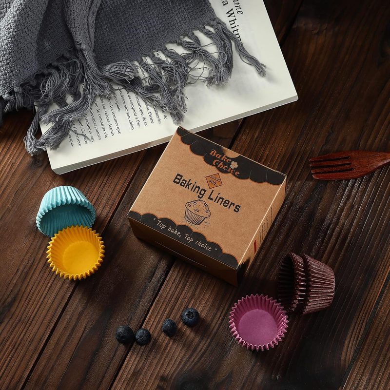 400pcs Natural Mini Cupcake Liners for Baking, Cupcake Liner, Parchment Paper Mu