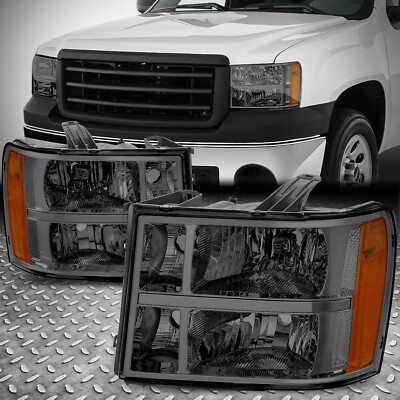 Для 07-14 GMC Sierra 1500 2500/3500HD С дымчатыми линзами, Янтарные угловые фары