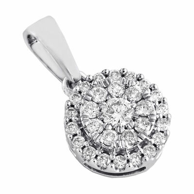 Pre-owned Gnd Atlanta 10k White Gold Round Cut Diamond Circle Halo Pendant 0.60" Cluster Charm 1/4 Ct.