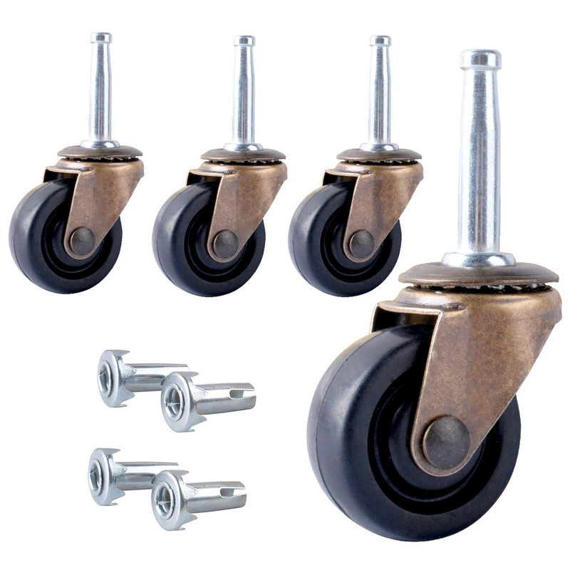 Antique Casters Wheels 1-5/8" with Stem Socket Replacement for Furniture Chairs