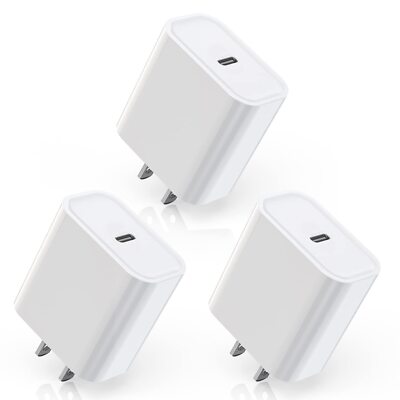 3Pack For iPhone 15 14 13 12 11 Pro Max New 20W PD Fast Charger Cube USB C Cable