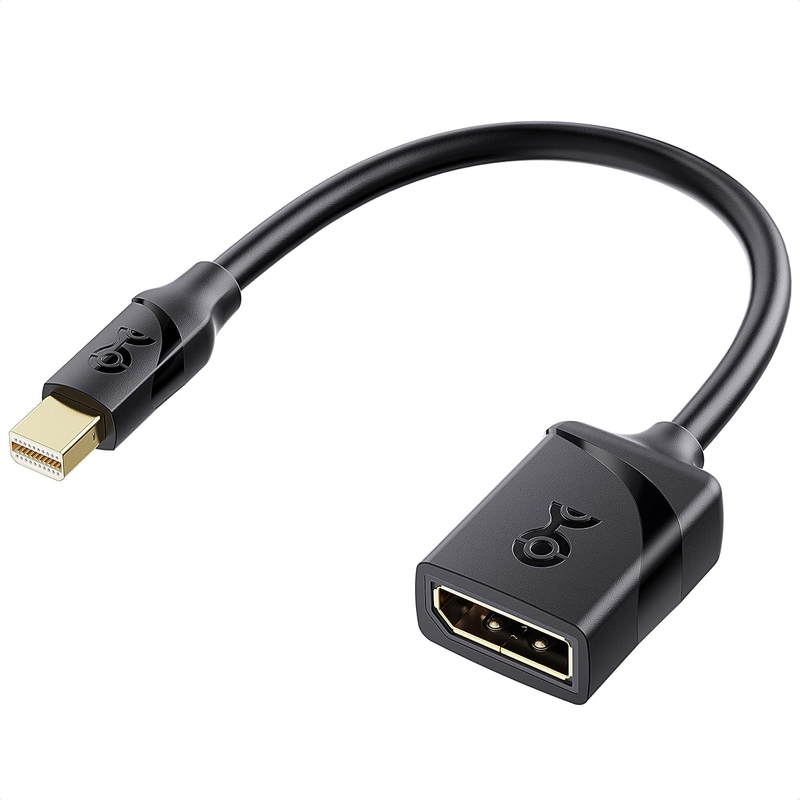 8K Mini DisplayPort to DisplayPort 1.4 Adapter (Mini DP to DP 1.4) in Black - 8K