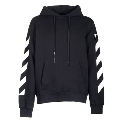 Pre-owned Off-white Diag Arrow Slim Hoodie Mens Style : Ombb097c99fle01 In Black/white