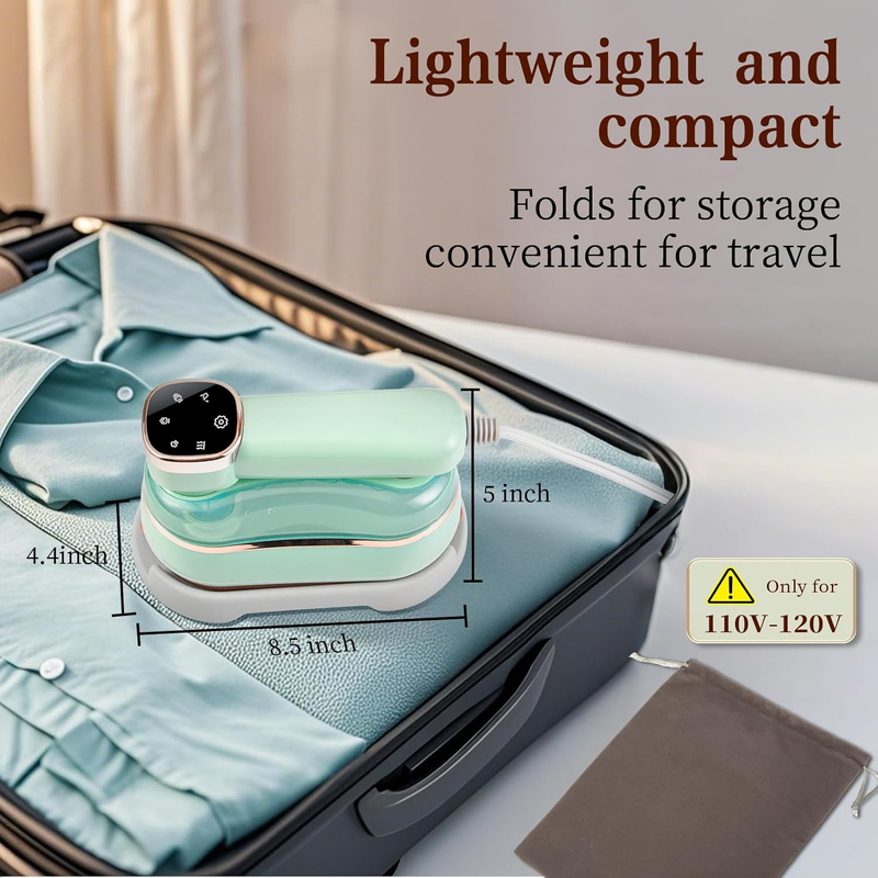 Portable Travel Steamer for Clothes,180ml Mini Irons with LCD Display,3+2 Level