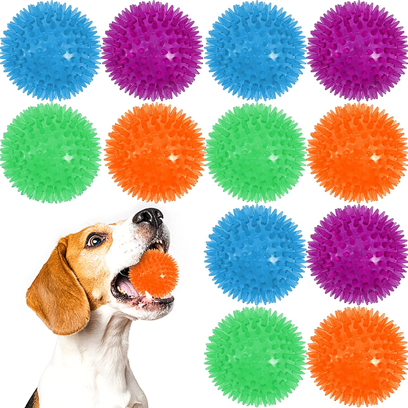 12Pack Squeaky Dog Toys,2.5" Spiky Dog Ball,Dog Spiky Ball C