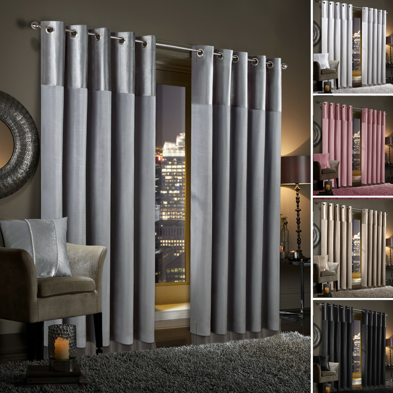 Wilko Faux Silk Eyelet Curtains Mink 167cm X 137cm For Sale Ebay