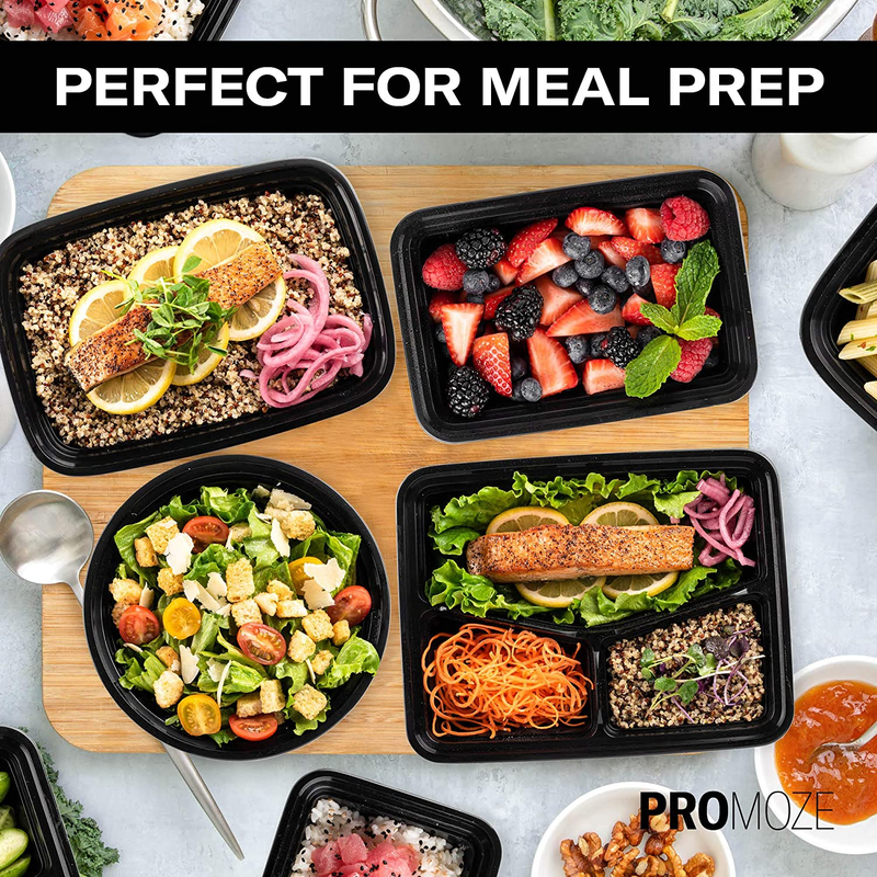 Meal Prep Plastic Microwavable Food Containers Lids Bento Lunch Boxes Freezer